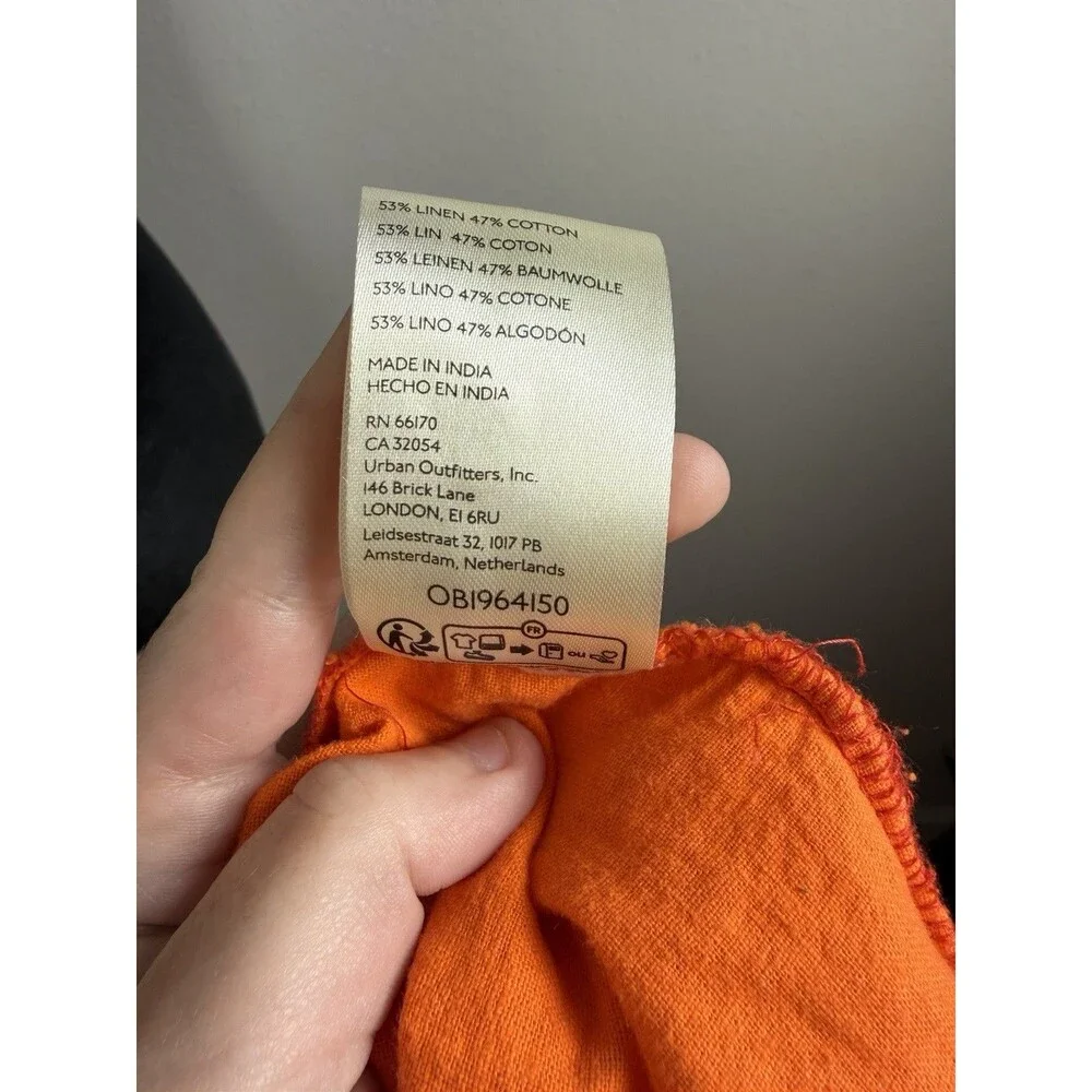 We The Free Free People Orange Button Down Shirt Womens Oversized Boho Size S